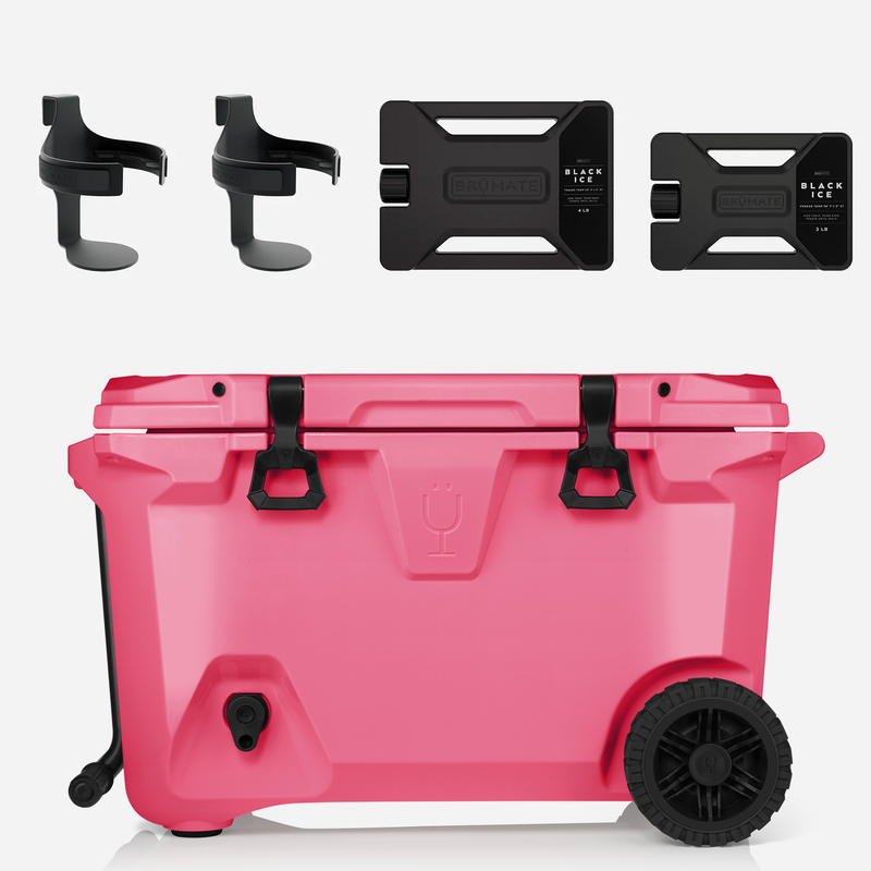 BrüTank 55-Quart Double Drink Holder Cooler Bundle | Neon Pink